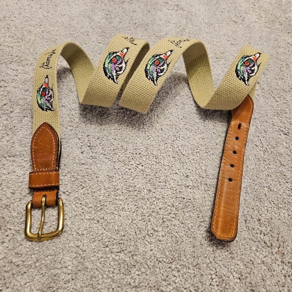 VTG Al Agnew Embroidered Canvas Belt – Wood Duck Design – Size‎ 44 – Made in USA